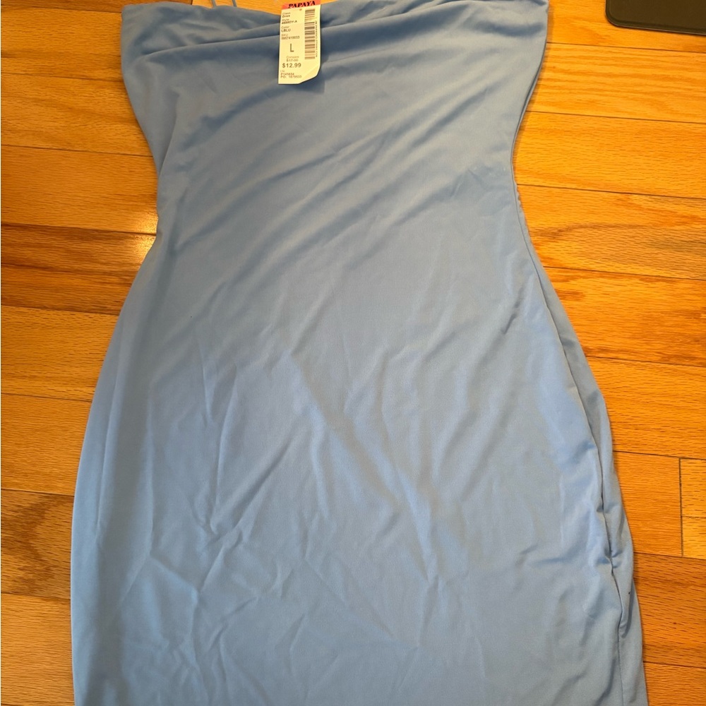 Papaya Light Blue Strapless Dress